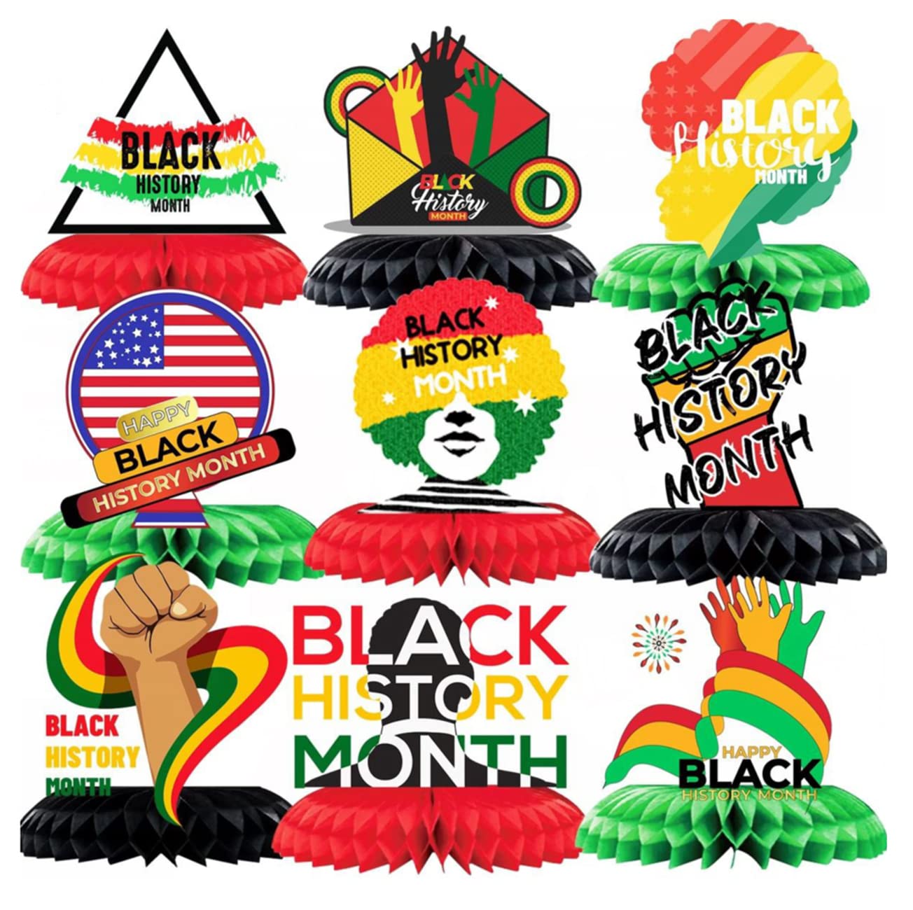 Black History Month Party Honeycomb Centerpieces For African American Table Decorations,African American History Celebration Centerpieces Party