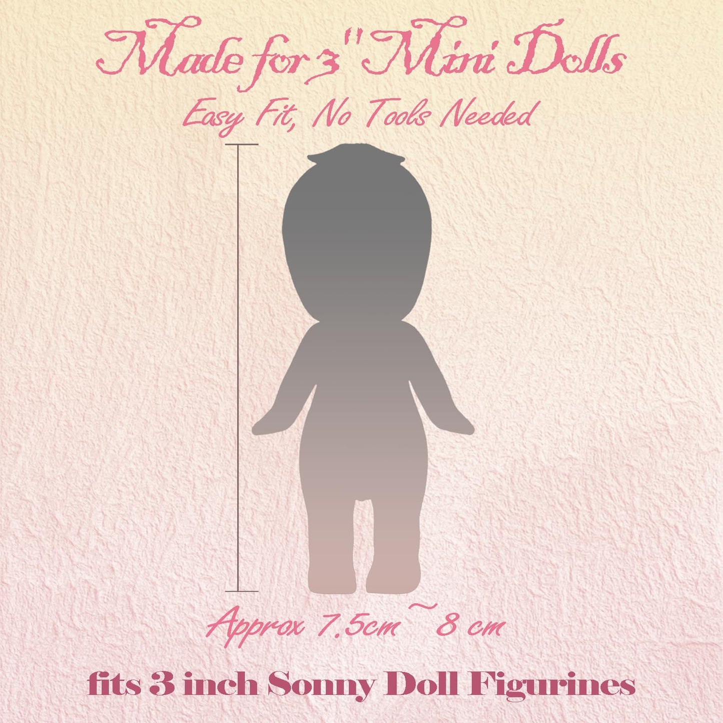 5PCS Doll Clothes for Sonny Angel, Fits 3 Inch Minifigures Outfit Includes Pants, Top, Shoes, Necklace & Suitcase, Cute Display and Decoration