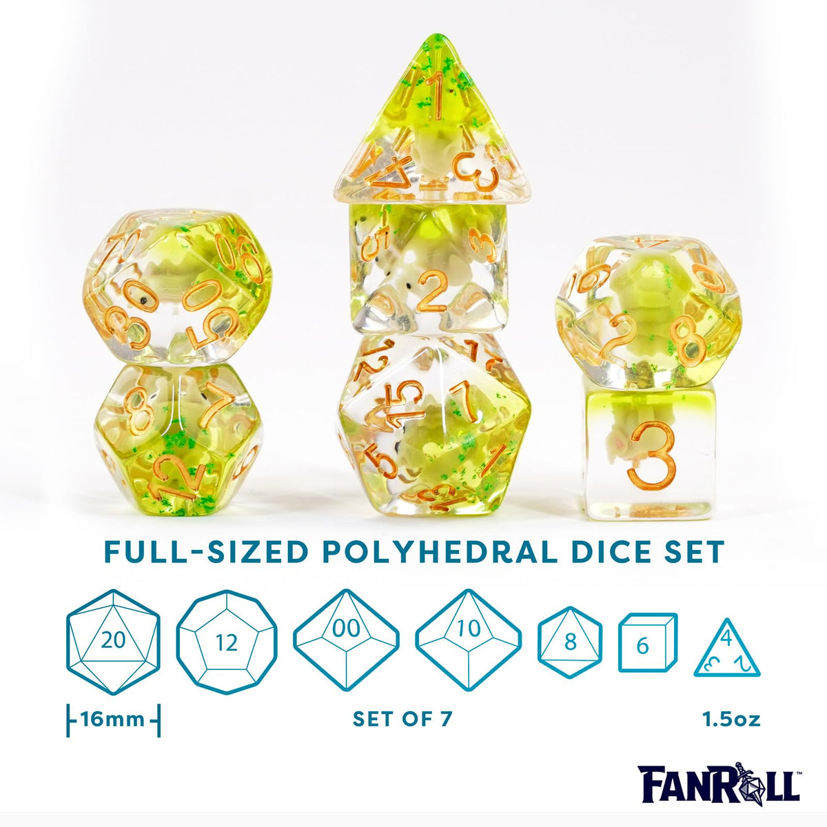 FanRoll 16mm Resin Poly DND Dice Set: Elephant Dice, Role Playing Game Dice for Dungeons and Dragons