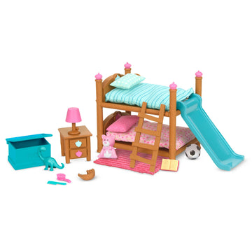 Li'l Woodzeez Bunk Bed Bedroom Set, 18-Piece Mini Furniture Playset