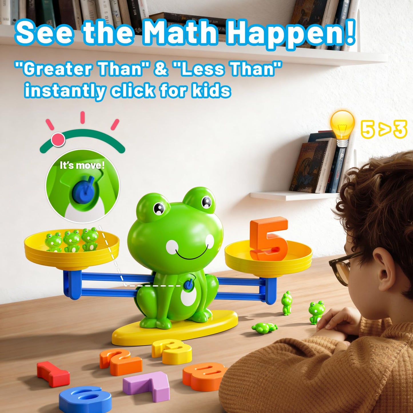Siwuoke Frog Balance Math Toy, STEM Counting Game for Kids Ages 3-8
