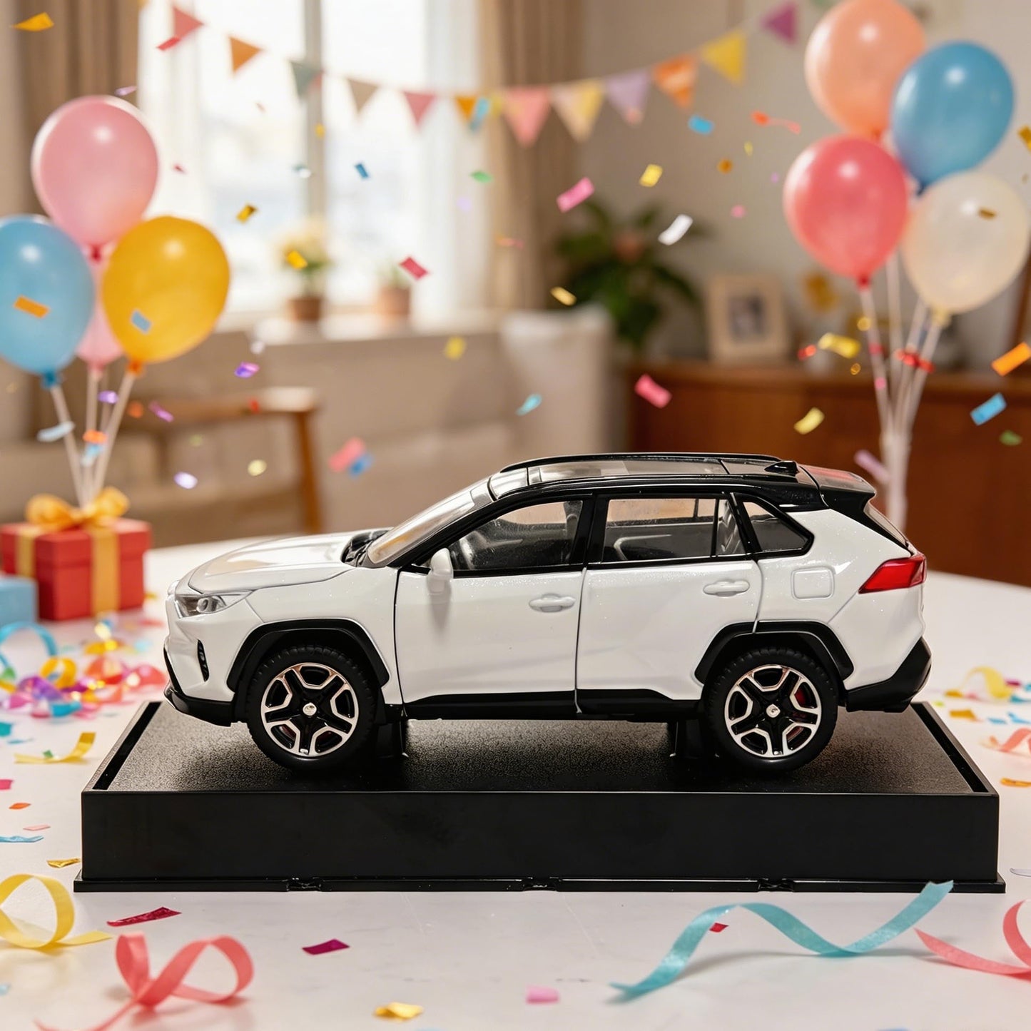ERBADIHAGO Model Car 1/32 Toy Car Alloy Diecast Collectible Model with Light and Sound Toy Vehicle for Boys Kids Toddler Gift White Car