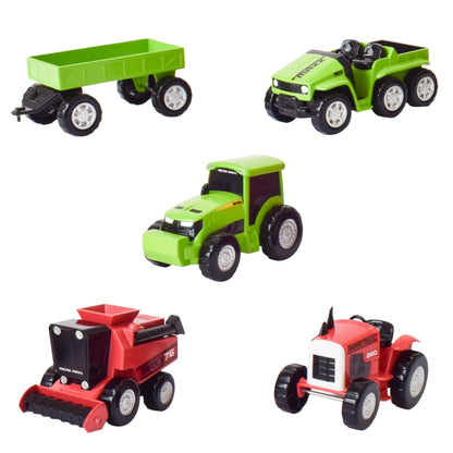 Maxx Action Farm Construction 5pk Toy Truck Set, Includes Wagon, 6x6, Modern Tractor, Combine and Vintage Tractor Vehicles with Moving Parts, Cake
