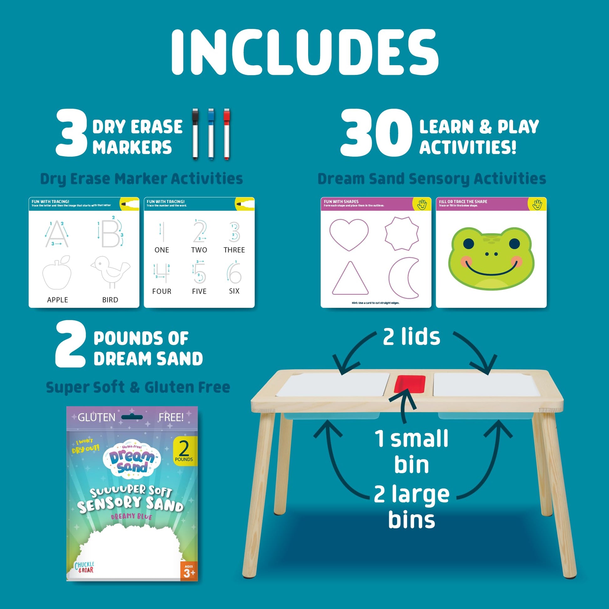 Chuckle & Roar - Play and Create Sensory Table - Indoor Mess Free Fun - Sensory and Tactile Engagement - Great for Preschoolers - Ages 3 and Up