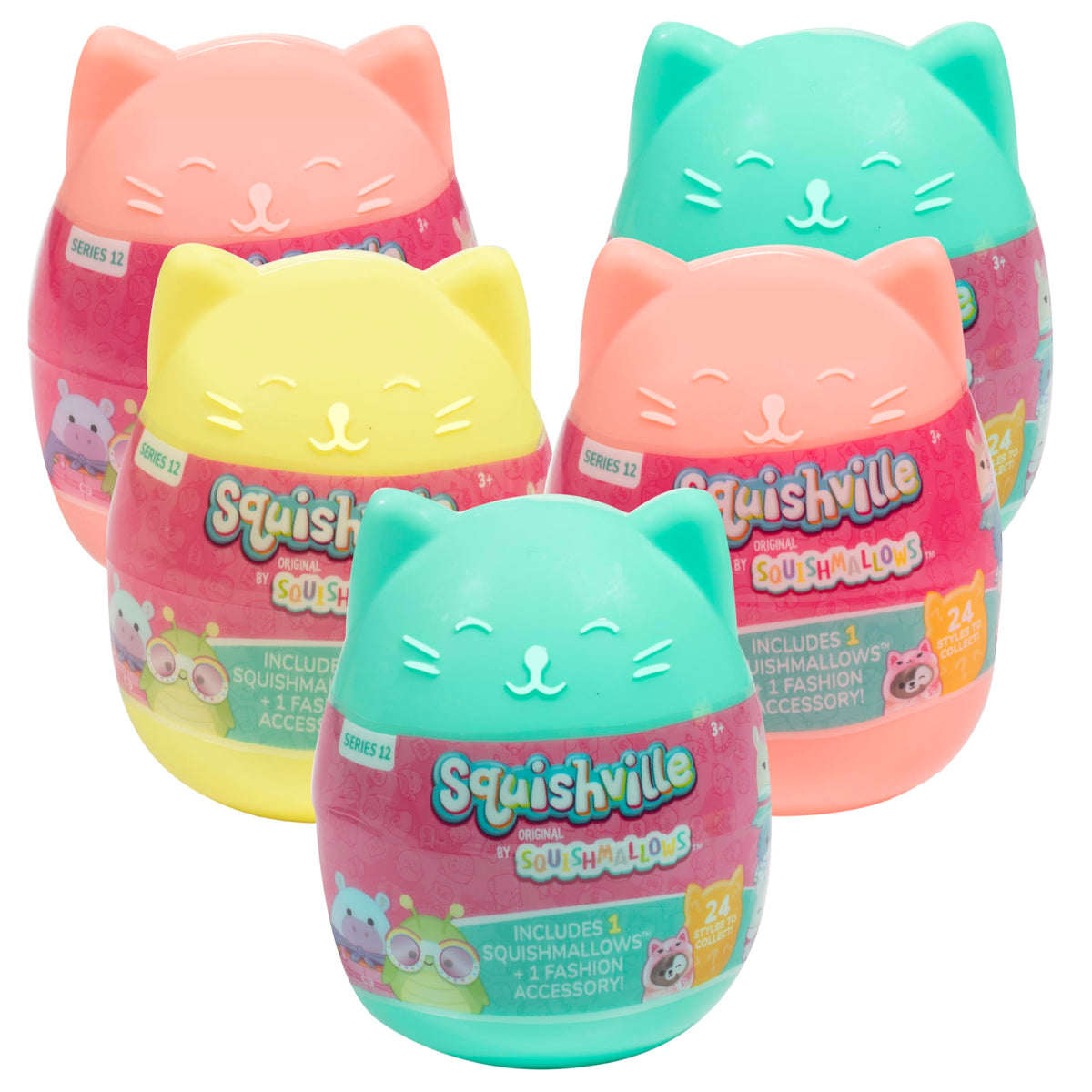 Squishmallows Squishville Series 12 Mini Mystery Plush (5 Pack) Value Pack Official Jazwares Plush - Collectible Soft & Squishy Blind Capsules -