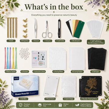Suziko Large Flower Press Kit 11.8 x 8.7 inch 6 Layers with Photo Frame and Book Marks,Plant Pressing Kit for Adults Measures, Fast Making Pressed