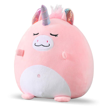 Marsjoy 12" Pink Unicorn Plush Pillow Toy Squishy Stuffed Animal Plushie Pillow Cute Unicorn Huggable Toy Kawaii Soft Cushion for Girl Kid Children's