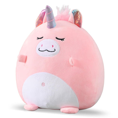 Marsjoy 12" Pink Unicorn Plush Pillow Toy Squishy Stuffed Animal Plushie Pillow Cute Unicorn Huggable Toy Kawaii Soft Cushion for Girl Kid Children's