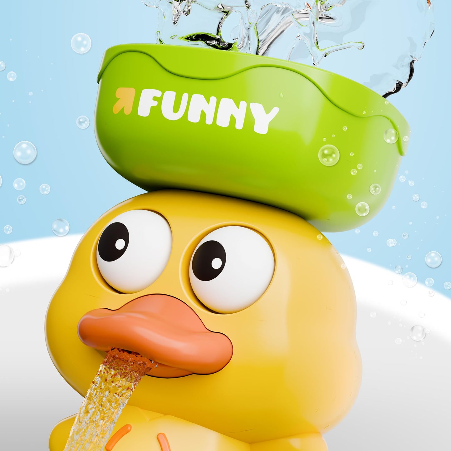 iPlay, iLearn Bath Toy for Toddlers 1-3, Baby Waterfall Duck Bathtub Toy W/ Suction Cup, Kid Bath Tub Shower Playset, Infant Bathtime Fun Birthday