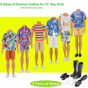 ZTWEDEN 89Pcs Doll Clothes and Accessories for 12 Inch Boy and 11.5 Inch Girl Doll Includes 32 Seaside Wear Clothes Bikini Marine Animal Surfboard