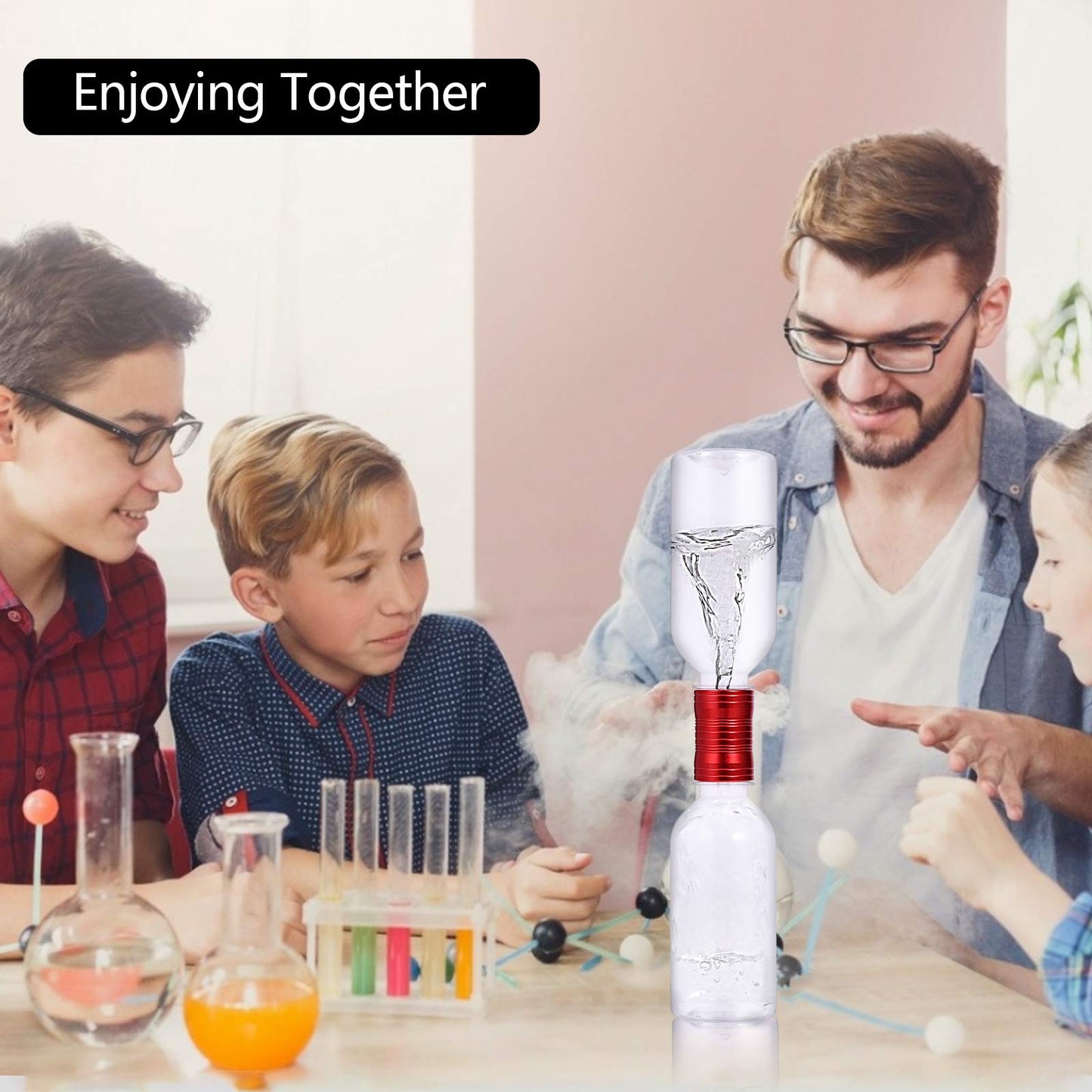 Waitahug Tornado Maker, Weather Toys, Ultra-Light Aluminum Connecting Tube, Including 2 Empty Bottles, Watertight Tornado Toy, Suitable for Kids'