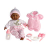 JC Toys 15" Realistic Soft Body African American Baby Doll with Open/Close Eyes Berenguer Boutique | 10 Piece Gift Set with Bottle, Rattle, Pacifier &