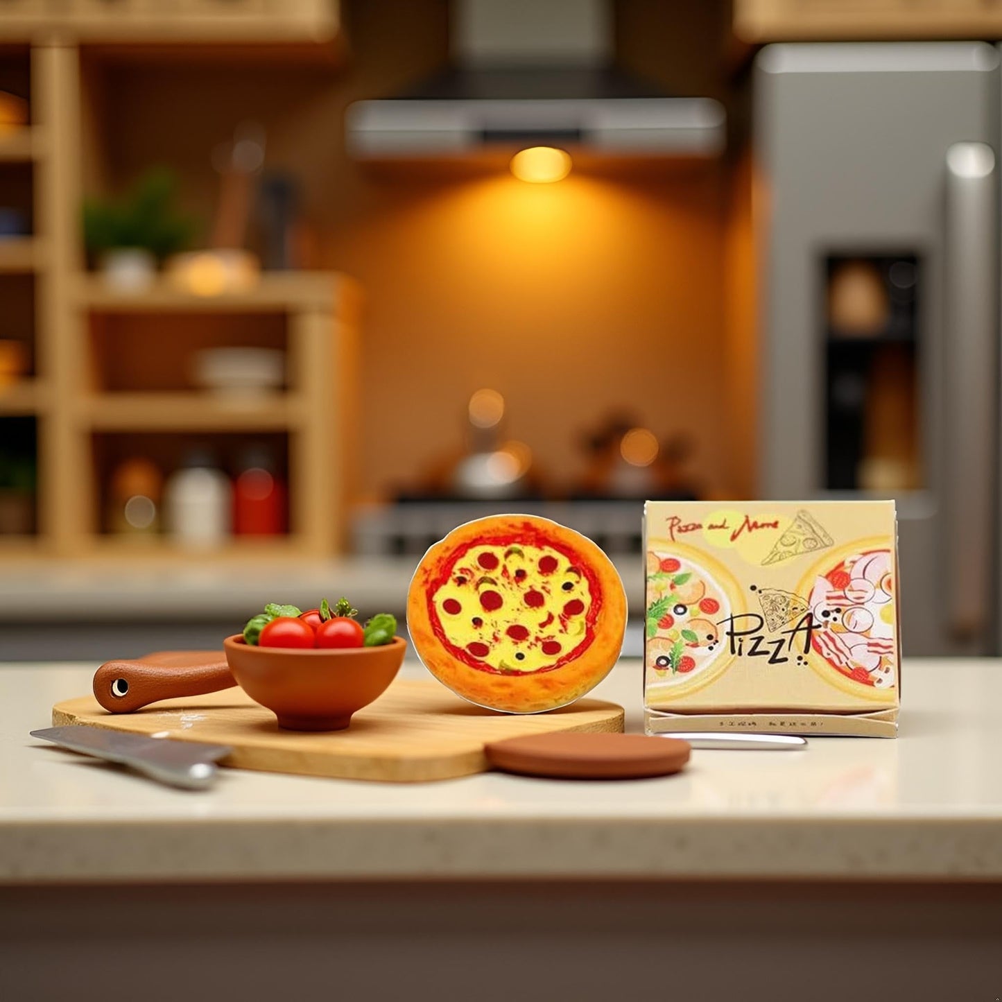 Miniature Pizza Box Set, 1:6 1:12 Dollhouse Food Model Set Doll House Furniture Supplies?Dollhouse DIY Accessories?Dollhouse Furniture Shooting Props