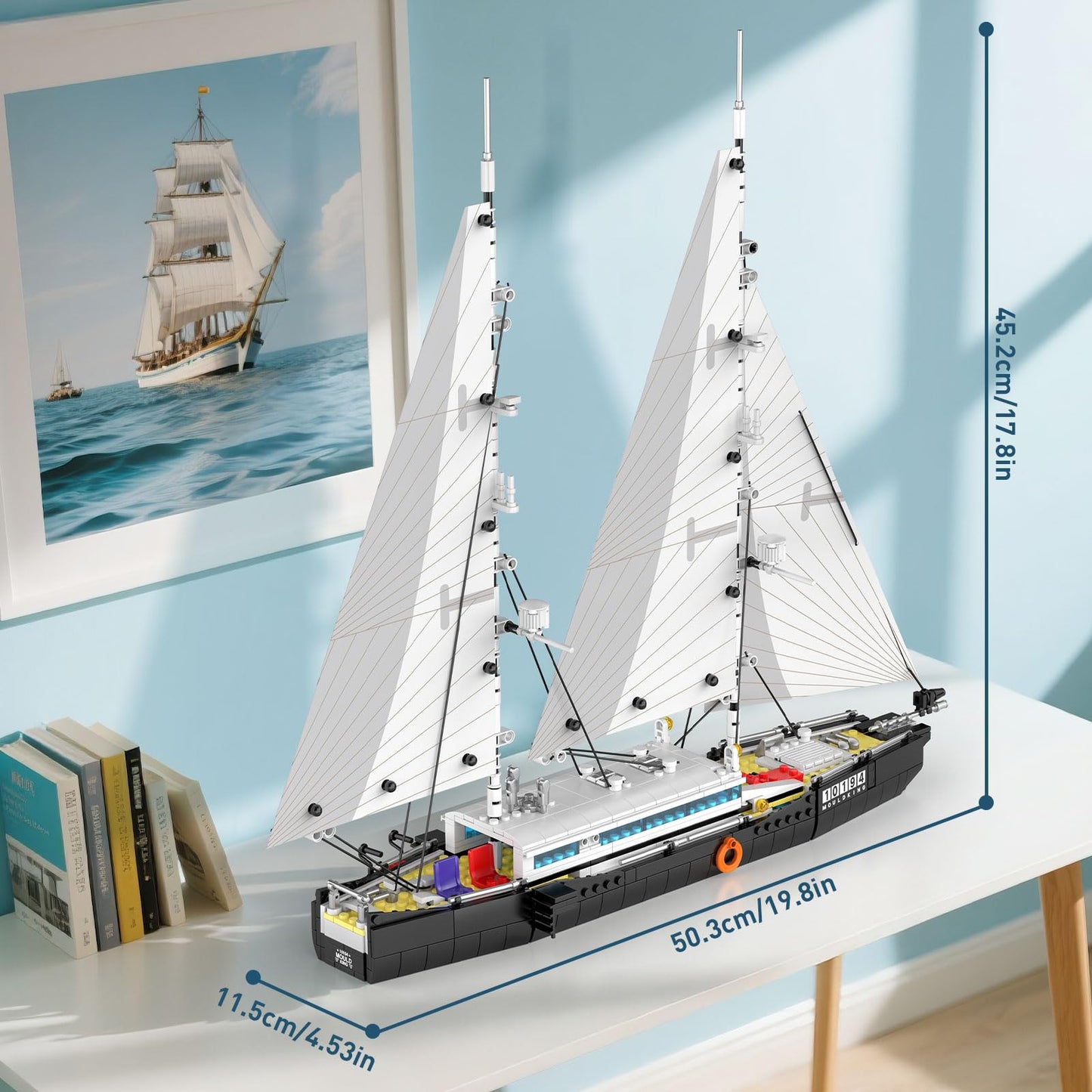 Mould King 10194 Boat Building Sets, MOC Ship Building Kits, Ocean Explorer Boat Model, Home Desk Decor, Collectible Building Toys for Adults/Teens