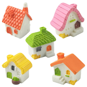 EMiEN 5 Pieces Mini House Miniature Ornament Kits,Miniature Ornament for DIY Dollhouse Decoration Fairy Garden Plant Décor