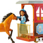 Mattel Spirit Untamed Lucky’s Train Home Playset, Train with Rolling Wheels Balcony, Dining Accessories, Lucky Doll (7-in), Spirit (Approx.8-in) &