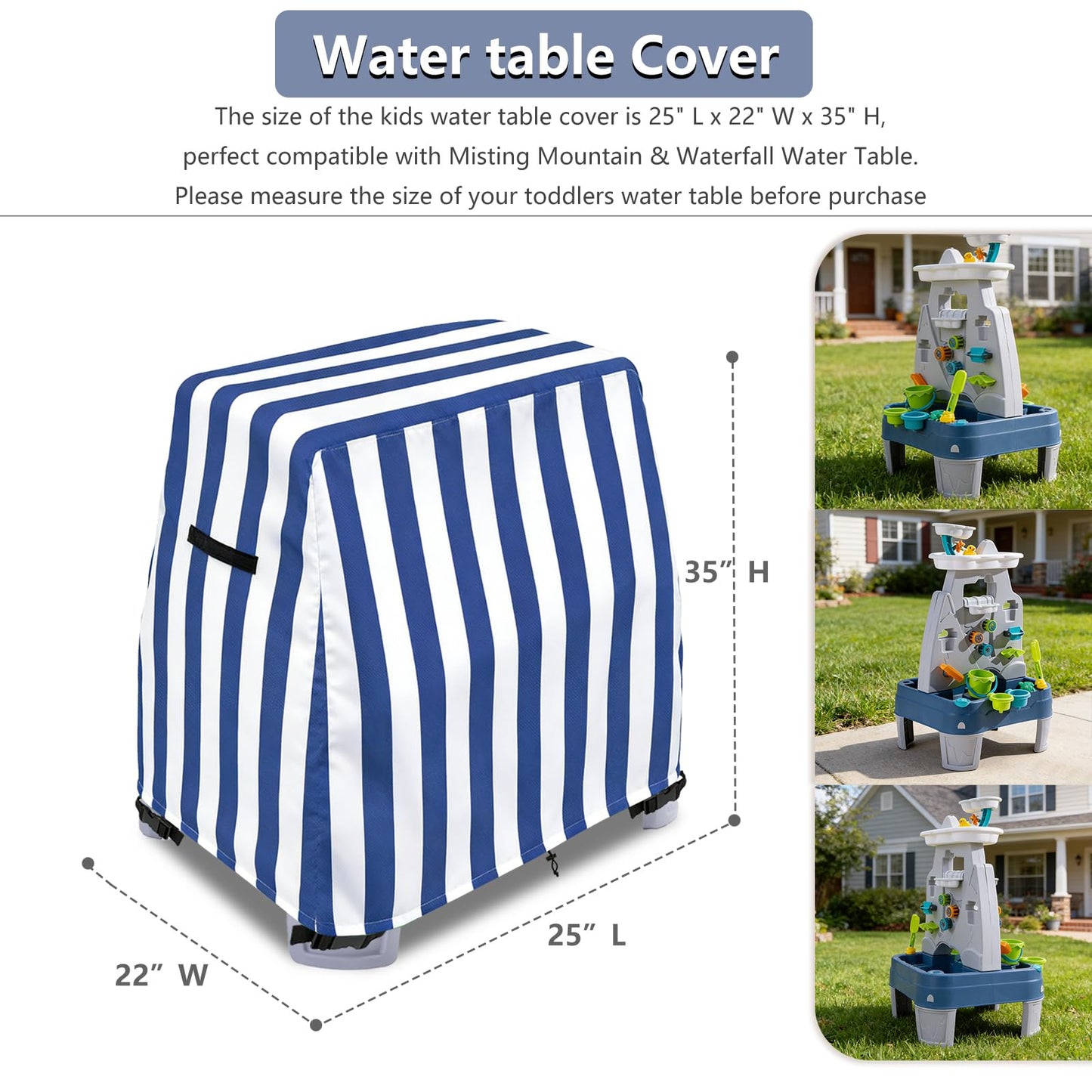 Kids Water Table Cover for Step2 Misting Mountain & Waterfall Water Table,Heavy-Duty 600D Waterproof Dustproof Water Table Toys Cover,UV resistant