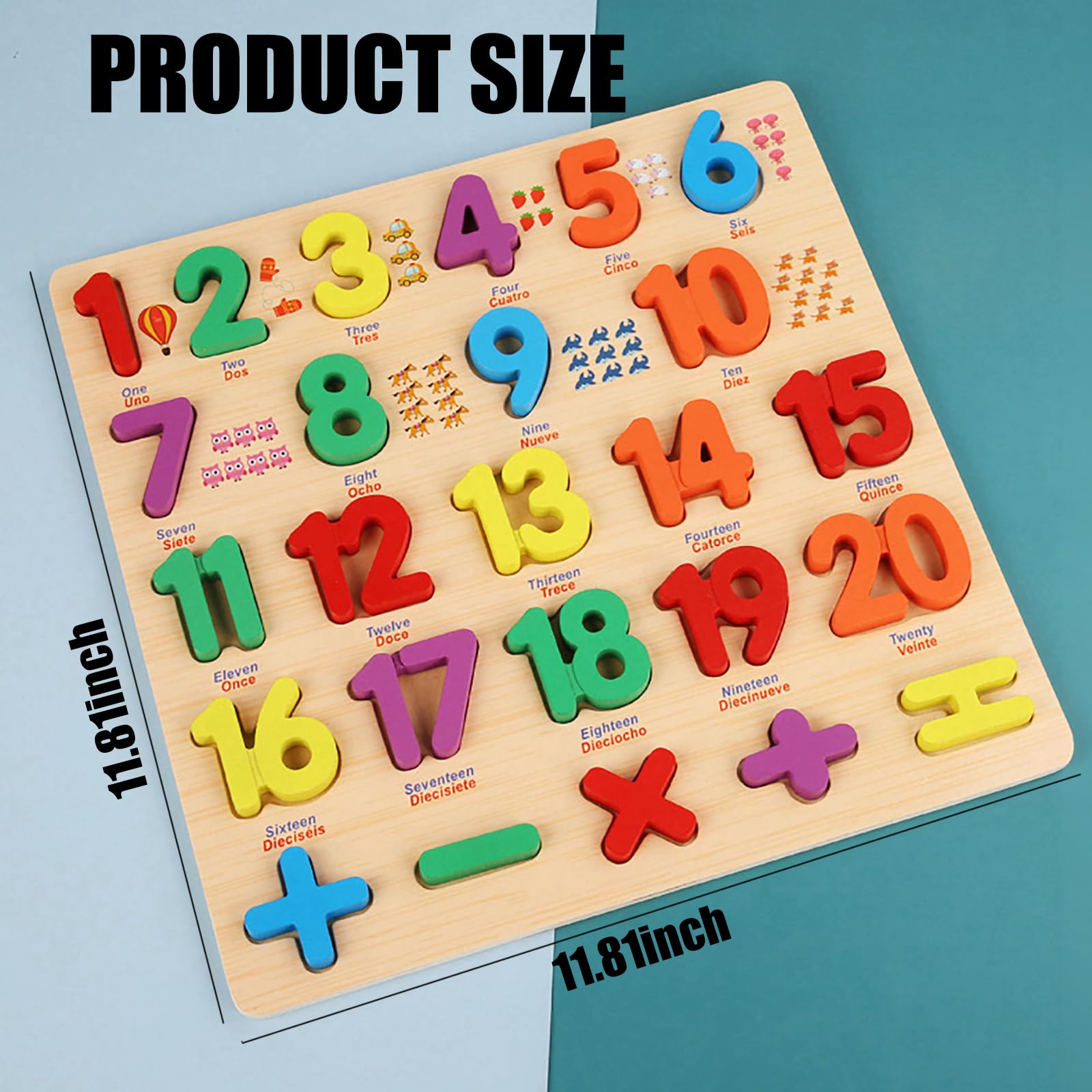 Wooden Number Puzzle for Young Children, 1-20 Digit Operation Symbol Puzzle
