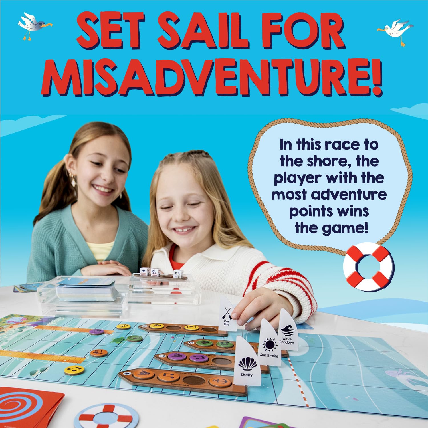 MindWare Overboard! Strategy Board Game for Kids & Families - Adventurous Dice Game with Boats, Passengers & Cards, 2-4 Players, Ages 8+