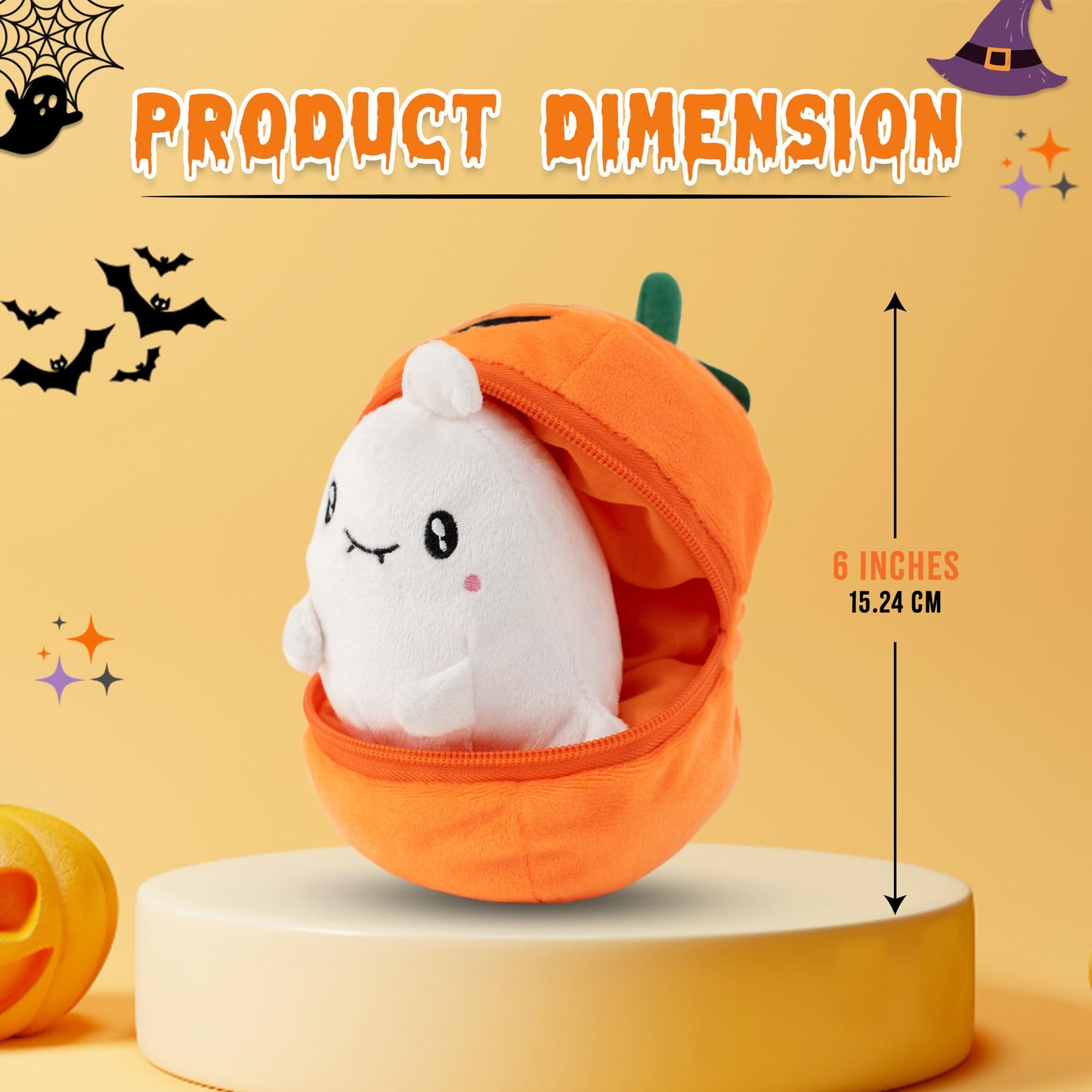 Made By Aliens Spooky Halloween Zip Up Stuffed Animal - Hauntingly Cute Ghost Plush Toy - Perfect Halloween Decor & Gift for All Ages - Special