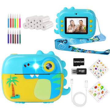 ARNSSIEN Kids Camera Instant Print with 7 Rolls Paper, 2.4" Screen Instant Camera for Kids, 1080P HD Video, Christmas Birthday Festival Present for