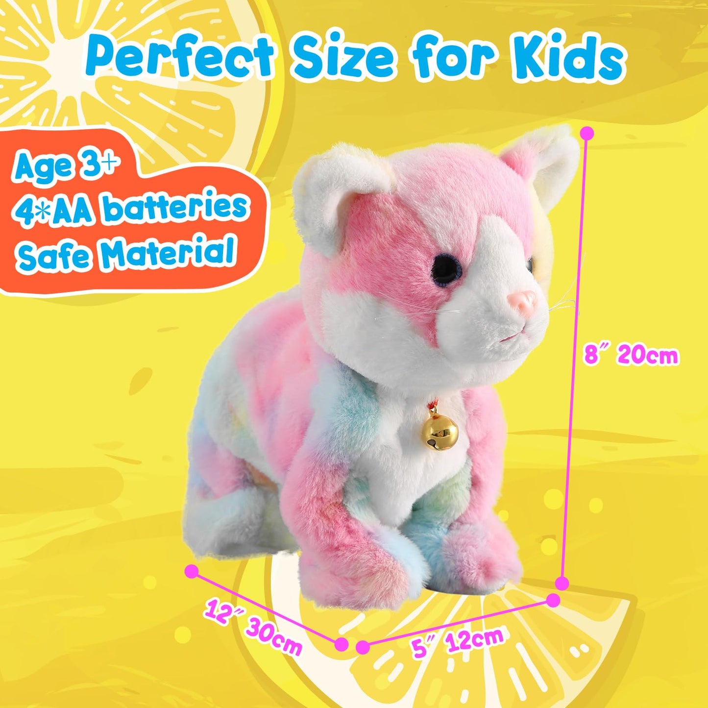 Colorful Plush Robot Cat Stuffed Animal Interactive Cat Robot Toy, Robotic Cat Barking Meow Kitten Touch Control, Animated Kitty Cat Pet, Robot Kitty