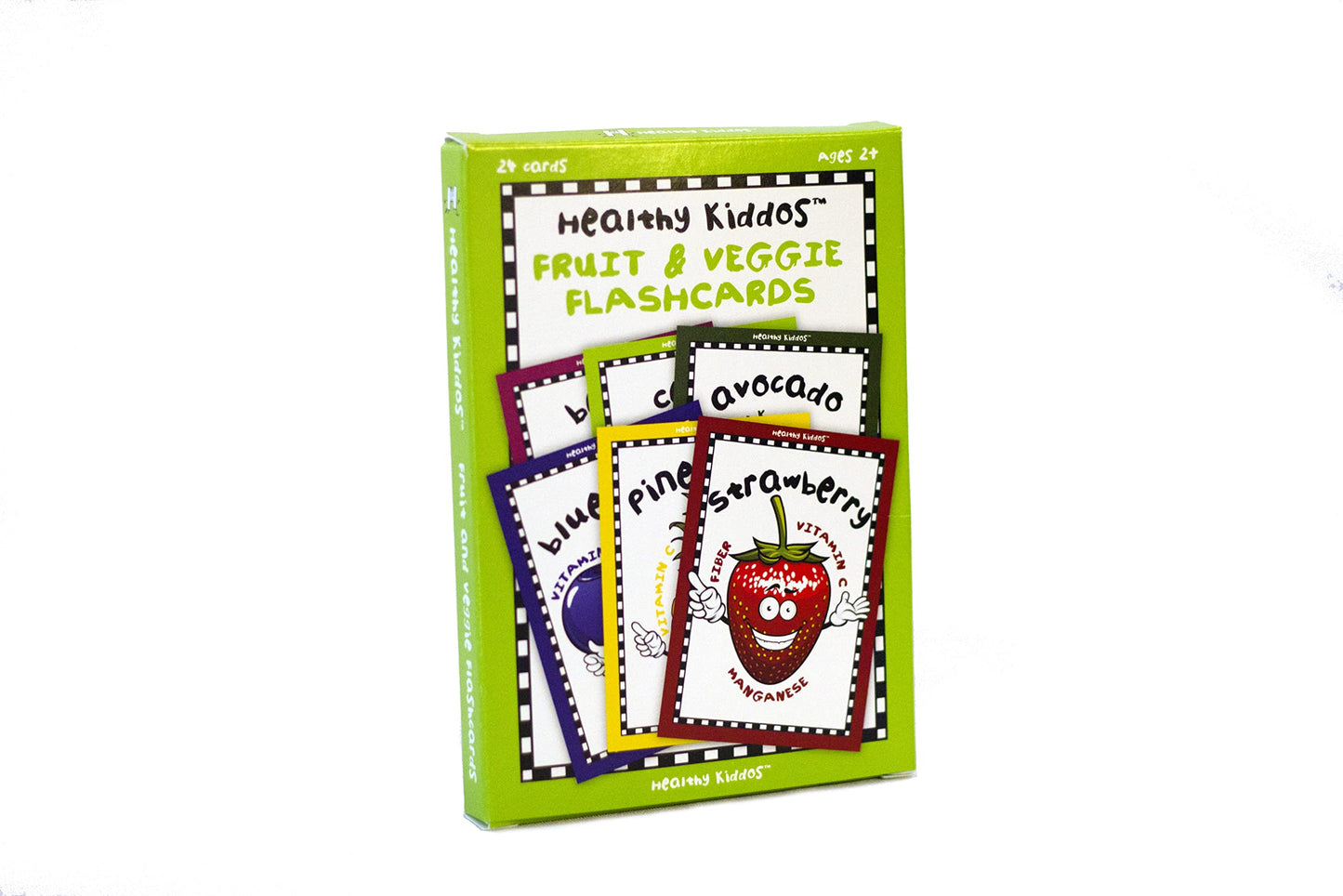 Healthy Kiddos Fruit & Vegetable Food Flash Cards | 24 Educational Nutrition Facts Kids Ages 2+ | Learning Picture Cards for Toddlers