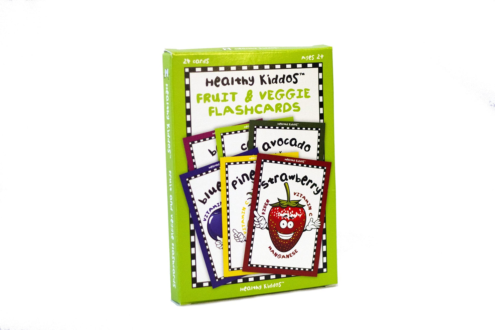 Healthy Kiddos Fruit & Vegetable Food Flash Cards | 24 Educational Nutrition Facts Kids Ages 2+ | Learning Picture Cards for Toddlers