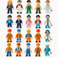 Whimzory 20 PCS City Mini Figures, Compatible with Major Building Bricks - Doctor, Nurse, Engineer, Police, Construction Worker. Bulk Action Figure