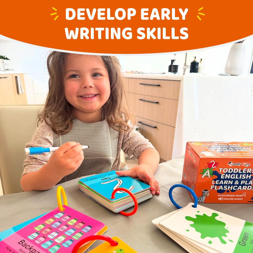 STUDYKEY ABC Flash Cards for Toddlers 1-3-First Words, Alphabet Flashcards, Animal, Color, Number, Shape, Large phonics baby Learning Cards