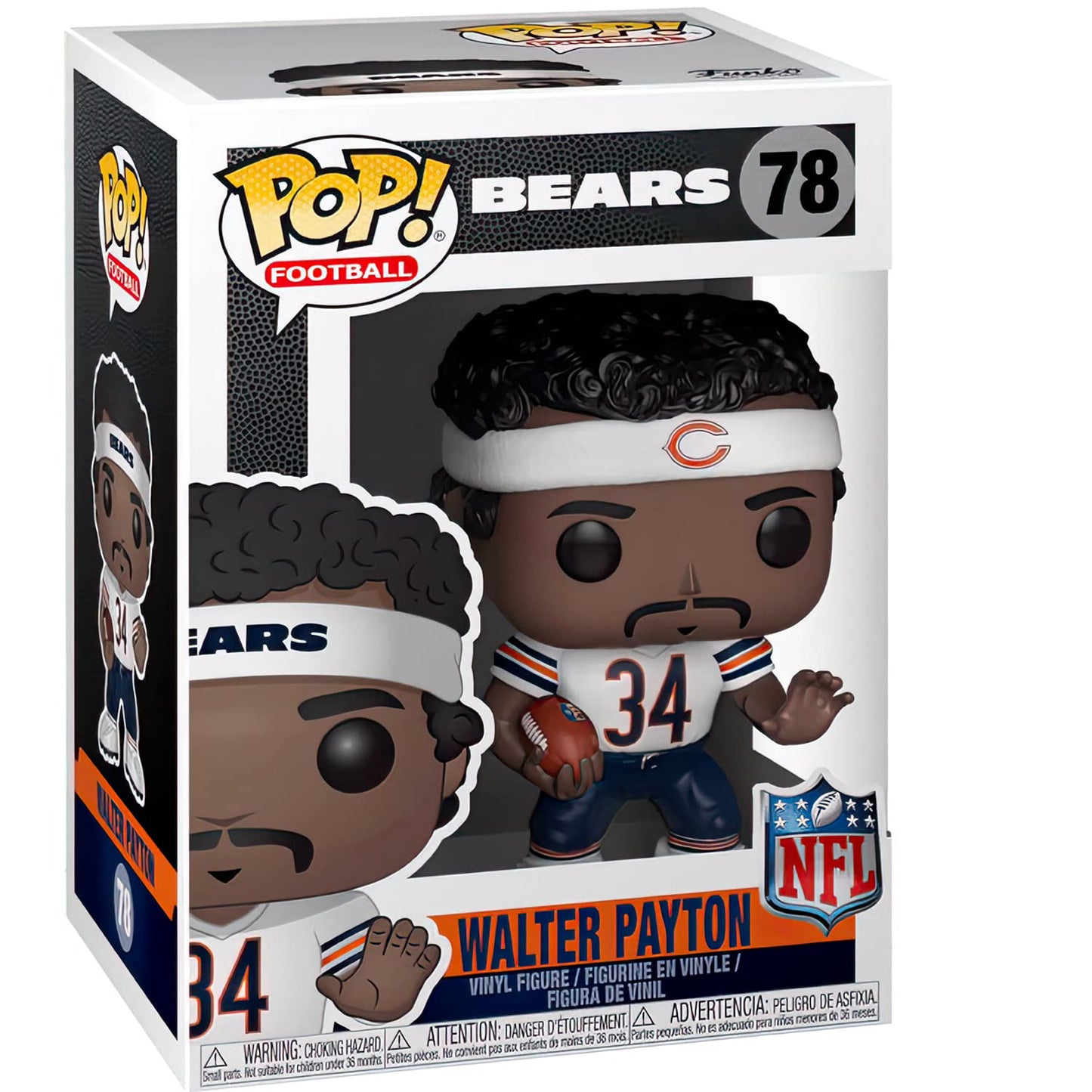 Walt e r Payt o n [Chicago B e a r s ]: Fun ko P o p ! Football Vinyl Figurine Bundle with 1 Compatible 'ToysDiva' Graphic Protector (078-33301 - B)