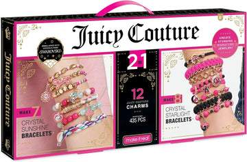Make It Real - Juicy Couture 2 in 1 - Crystal Starlight & Sunshine Bracelet Kits Bundle - DIY Charm Bracelet Making Kit for Girls with Swarovski