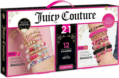 Make It Real - Juicy Couture 2 in 1 - Crystal Starlight & Sunshine Bracelet Kits Bundle - DIY Charm Bracelet Making Kit for Girls with Swarovski