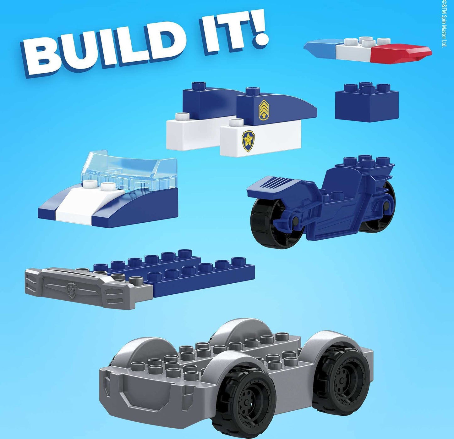 MEGA BLOKS PAW Patrol Toddler Building Blocks Toy Car, Chase's City Police Cruiser with 31 Pieces, 1 Figure, Gift Ideas for Kids Age 3+ Years