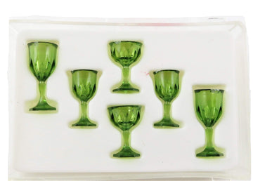 Dollhouse Miniature Six Piece Stemware in Green by Chrysnbon