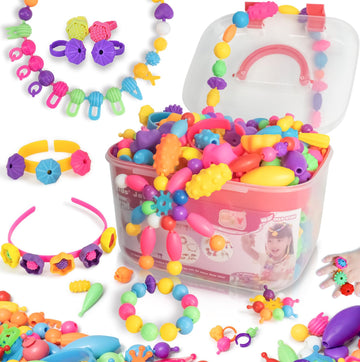 Atoymut 600Pcs Pop Beads, Jewelry Making Kits for Toddlers, Arts and Crafts Supplies for Kids Ages 4-8, Necklace, Bracelet, Ring, Creative DIY Toys