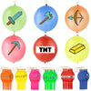 30Pcs Pixel Punch Balloons, Thickened Neon Punching Balloon Heavy Duty Party Favors with Rubber Band Handle, Bouncy Balls for Birthdays, Games, Goodie