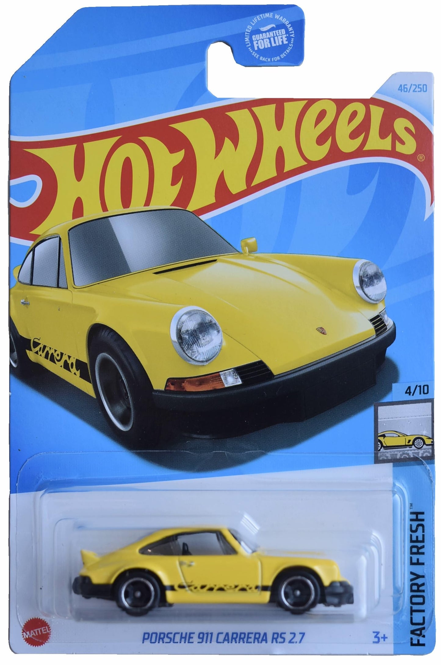 Mattel Hot Wheels Porsche 911 Carrera RS 2.7, Factory Fresh 4/10 [Yellow] 46/250