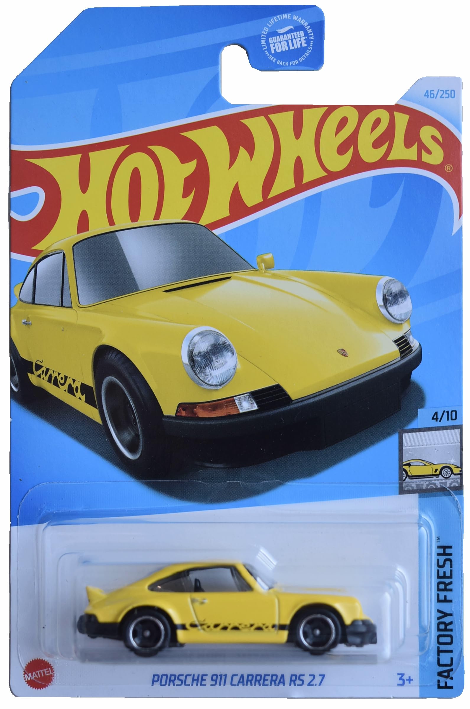 Mattel Hot Wheels Porsche 911 Carrera RS 2.7, Factory Fresh 4/10 [Yellow] 46/250