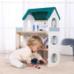 OOOK Wooden Dollhouse with Liftable Elevator - 2.6 Feet High Modern Doll House for Kids Toddlers - Including 21 Furniture Pieces, 4 Family Dolls,