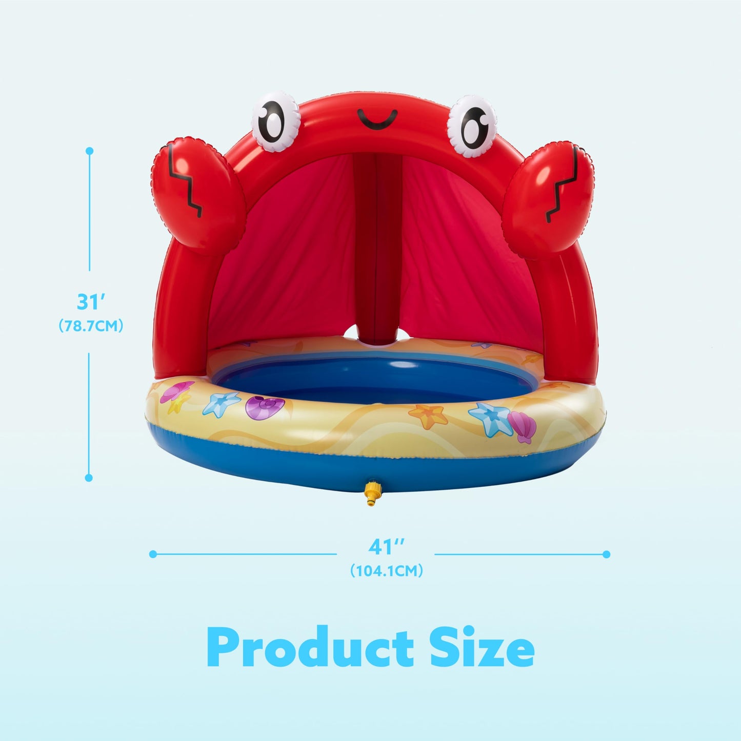Sloosh Baby Pool Toddler Sprinkler, Crab Splash Pool with Canopy, Baby Wading Pool Inflatable Sprinkler for Learning, Children’s Water Pool Toys