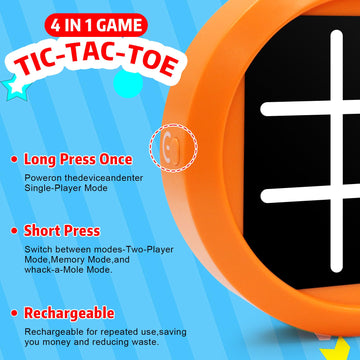 FortiTrust 4-in-1 Tic Tac Toe Game, Handheld Games Electronic Portable Travel Games for Kids Ages 3+ and Adults, Board Games Toddler Games for Brain