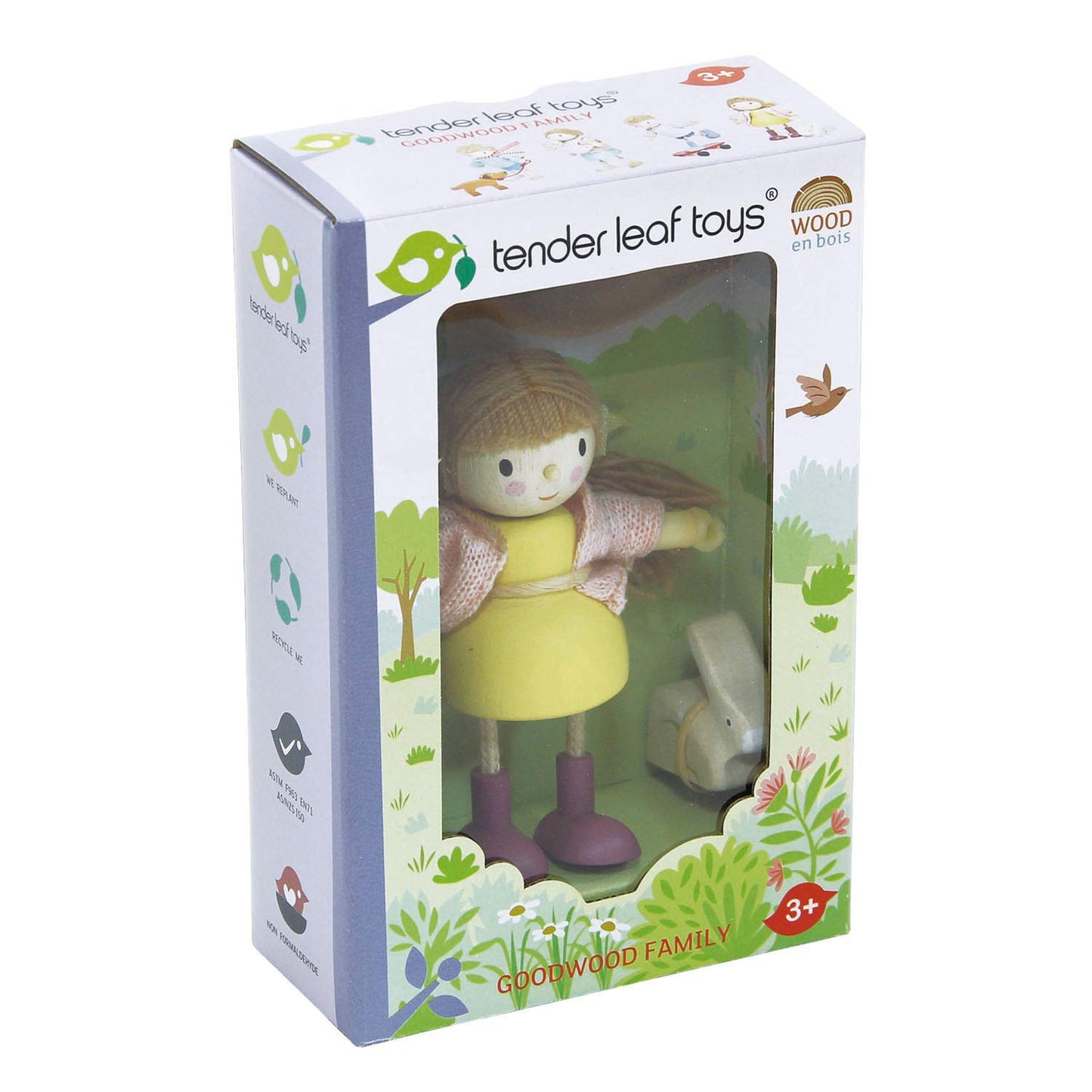 Tender Leaf Toys - The Goodwood Family - Wooden Miniatures Flexible Doll, Multicultural Action Figure for Dollhouse - Encourage Creative and