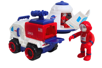 Space Adventure Space Capsule Playset with Light-Up Door, Lunar Rover & 2 Astronaut Figures, Plastic Space Toy & Collectible for Kids Ages 3+