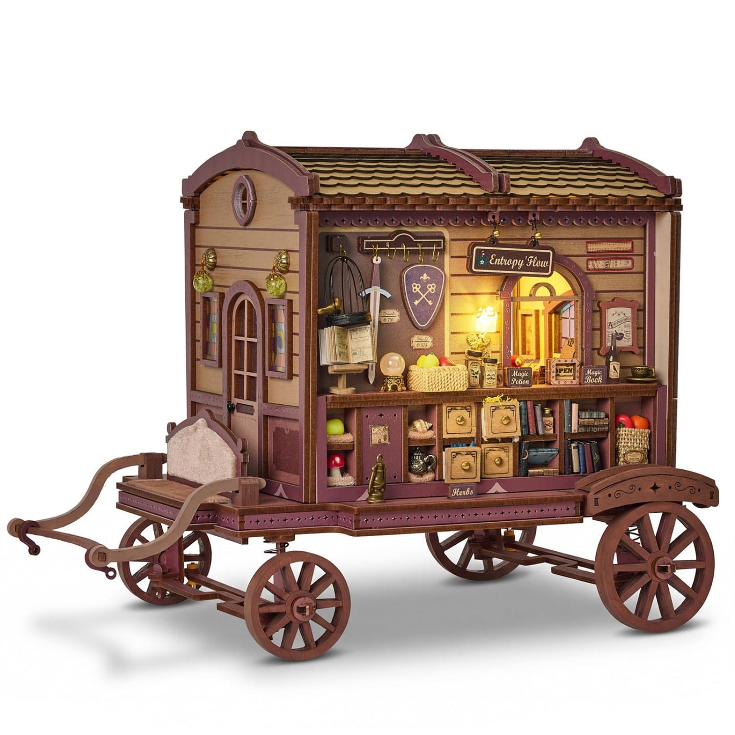 IIE CREATE DIY Miniature House Kit, 3D Wooden Puzzles for Adults, Mini House Building Kits, Halloween Christmas Home Bookshelf Decoration, Gifts