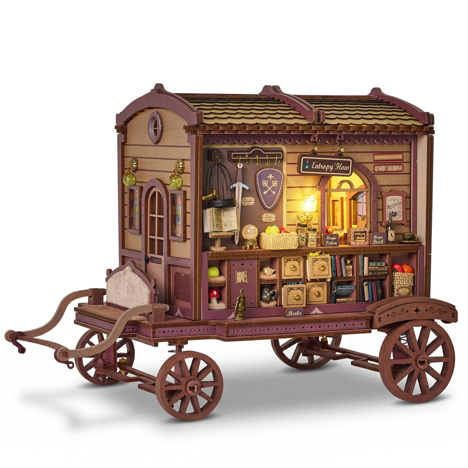 IIE CREATE DIY Miniature House Kit, 3D Wooden Puzzles for Adults, Mini House Building Kits, Halloween Christmas Home Bookshelf Decoration, Gifts