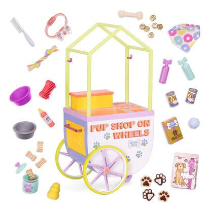 Glitter Girls Pop-Pup Pet Shop Cart on Wheels for 14-Inch Dolls, Deluxe