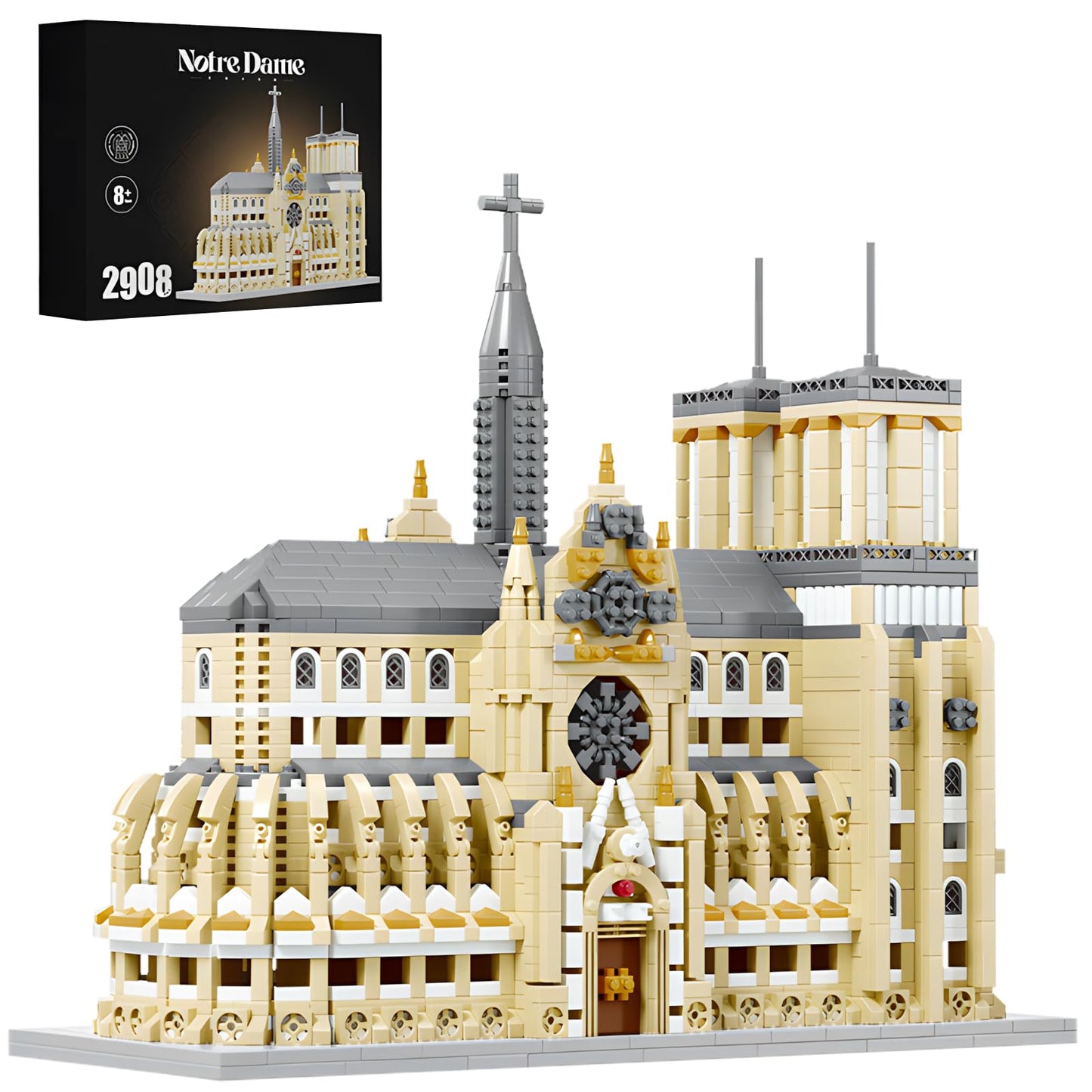 YCJZXMS Notre Dame Cathedral Miniature Block Set (2908 Pieces) - Landmark Model Puzzle Toy, Suitable for Children and Adults as a Gift