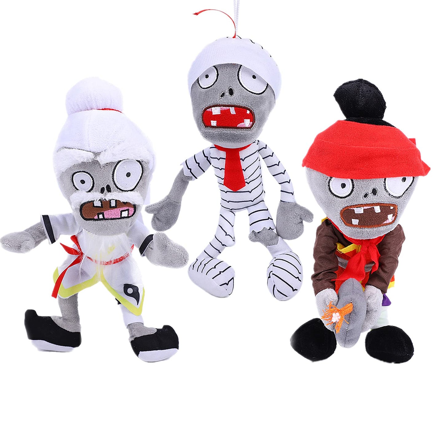 BASHERISE 3 PCS PVZ Plush Sets Toys Stuffed Soft Figure Doll Qigong Zombes, Mummy Zombies, Bullet Zombies Great Gift for