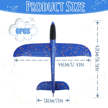 IJRPLM 6 Pack Foam Airplanes Toys, 17.5" Large Glider Airplanes for Kids, 2 Flight Mode Glider Plane, Flying Styrofoam Plane for Outdoor Sport